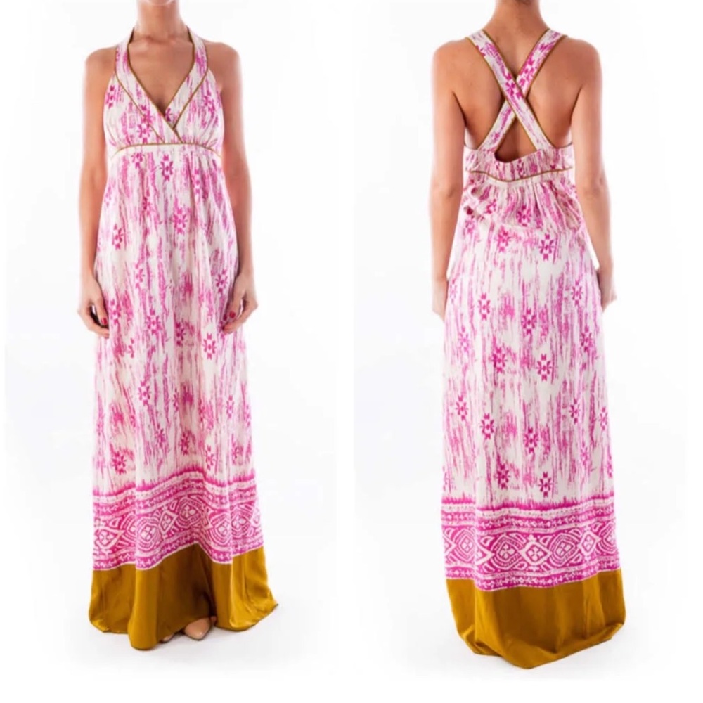 LOFT Silk Ikat Print Maxi Dress